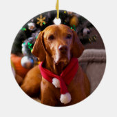 Vizsla kerstversiering (Henry) Keramisch Ornament (Achterkant)