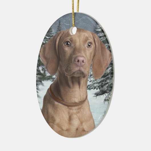 Vizsla kerstversiering keramisch ornament (Links)