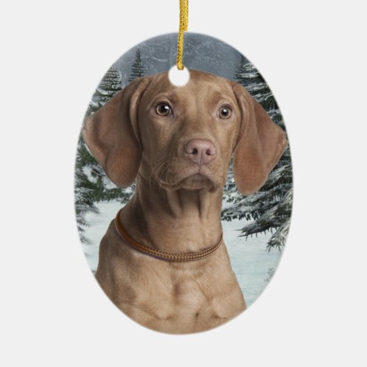 Vizsla kerstversiering keramisch ornament (Voorkant)