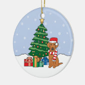 Vizsla kerstversiering keramisch ornament (Links)