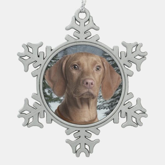 Vizsla kerstversiering tin sneeuwvlok ornament (Voorkant)