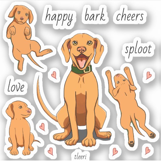 Vizsla Liefde Stijlvolle Tekeningen en aangepaste Sticker (Voorkant)