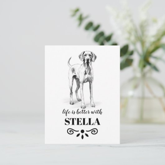 Vizsla Life is beter met aangepaste hondennaam Briefkaart (Staand voorkant)