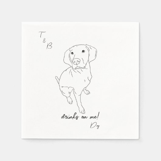 vizsla lijn tekening Bruiloft Cocktail servetten (Voorkant)