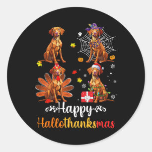 Vizsla Lover Halloween Vrolijk Kerstfeest Gelukkig Ronde Sticker