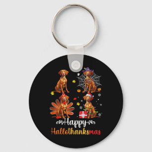Vizsla Lover Halloween Vrolijk Kerstfeest Gelukkig Sleutelhanger