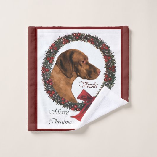 Vizsla Lovers Kerstmis Bad Handdoek (Wasdoekje)