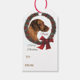 Vizsla Lovers Kerstmis Cadeaulabel