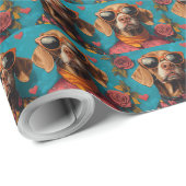 Vizsla met Hartrozen Valentijnsdag Cadeaupapier (Rol Hoek)