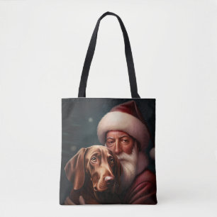 Vizsla met Sinterklaas Feestelijke Kerst Tote Bag