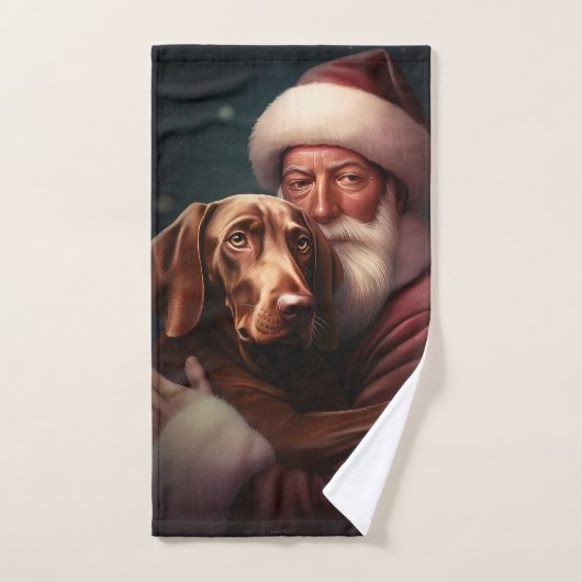 Vizsla met Sinterklaas Feestelijke Kerstmis Bad Handdoek (Handdoek)