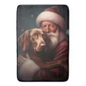 Vizsla met Sinterklaas Feestelijke Kerstmis Badmat (Voorkant Verticaal)