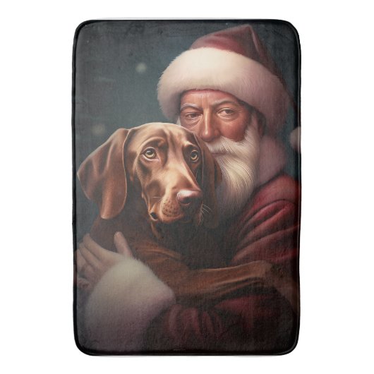 Vizsla met Sinterklaas Feestelijke Kerstmis Badmat (Voorkant Verticaal)