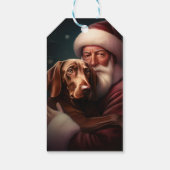 Vizsla met Sinterklaas Feestelijke Kerstmis Cadeaulabel (Achterkant)
