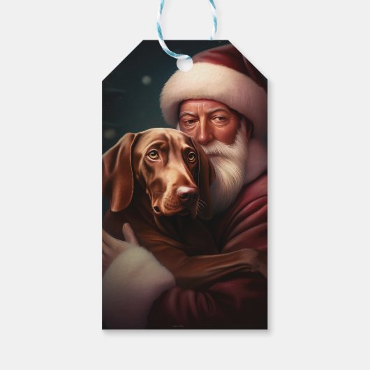 Vizsla met Sinterklaas Feestelijke Kerstmis Cadeaulabel (Achterkant)