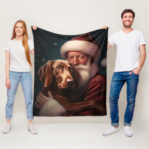 Vizsla met Sinterklaas Feestelijke Kerstmis Fleece Deken