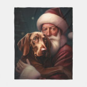 Vizsla met Sinterklaas Feestelijke Kerstmis Fleece Deken (Voorkant)
