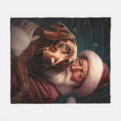 Vizsla met Sinterklaas Feestelijke Kerstmis Fleece Deken (Voorkant (Horizontaal))