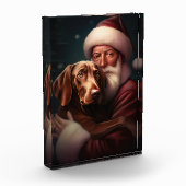 Vizsla met Sinterklaas Feestelijke Kerstmis Fotoblokken (Links)