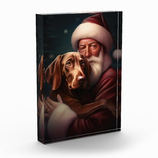 Vizsla met Sinterklaas Feestelijke Kerstmis Fotoblokken (Links)