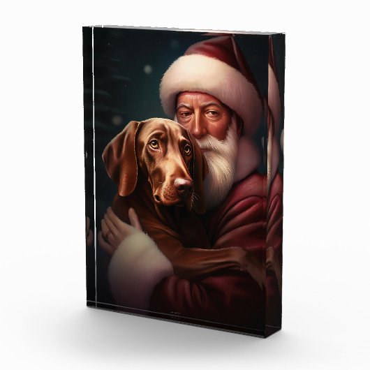 Vizsla met Sinterklaas Feestelijke Kerstmis Fotoblokken (Rechts)