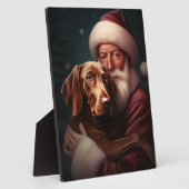 Vizsla met Sinterklaas Feestelijke Kerstmis Fotoplaat (Zijkant)