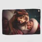Vizsla met Sinterklaas Feestelijke Kerstmis Golfhanddoek (Horizontaal)
