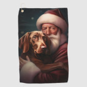 Vizsla met Sinterklaas Feestelijke Kerstmis Golfhanddoek (Voorkant)