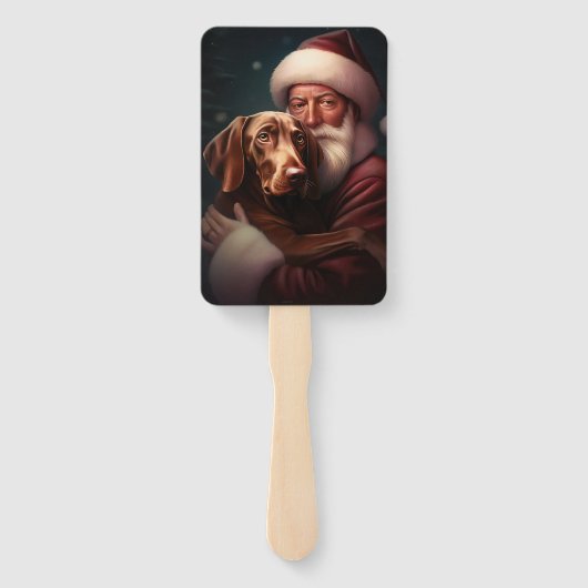 Vizsla met Sinterklaas Feestelijke Kerstmis Handwaaier (Achterkant)