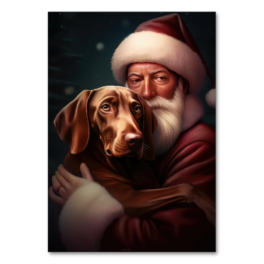 Vizsla met Sinterklaas Feestelijke Kerstmis Kaart (Voorkant)