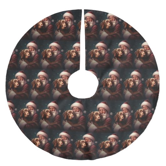 Vizsla met Sinterklaas Feestelijke Kerstmis Kerstboom Rok (Voorkant)