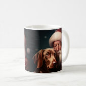 Vizsla met Sinterklaas Feestelijke Kerstmis Koffiemok (Voorkant rechts)
