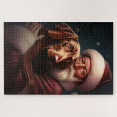 Vizsla met Sinterklaas Feestelijke Kerstmis Legpuzzel (Horizontaal)
