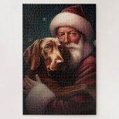 Vizsla met Sinterklaas Feestelijke Kerstmis Legpuzzel (Verticaal)