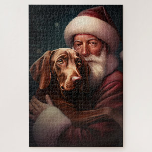 Vizsla met Sinterklaas Feestelijke Kerstmis Legpuzzel