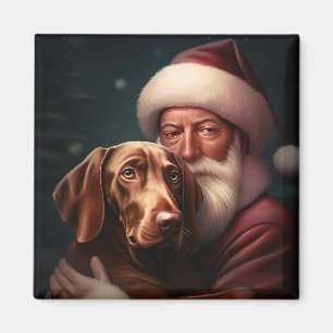 Vizsla met Sinterklaas Feestelijke Kerstmis Magneet