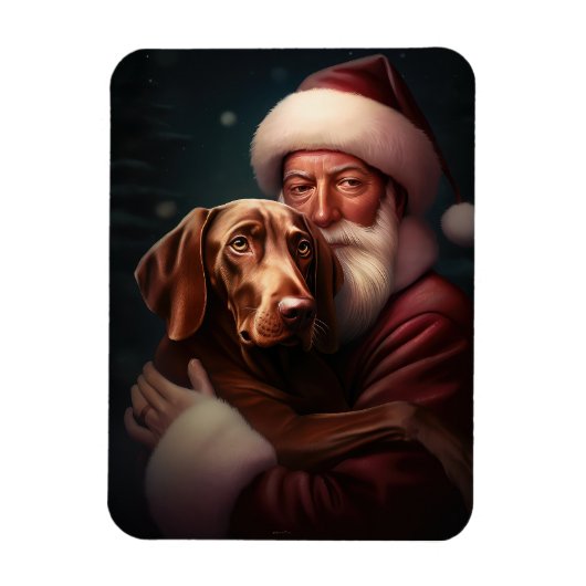 Vizsla met Sinterklaas Feestelijke Kerstmis Magneet (Verticaal)