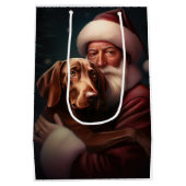 Vizsla met Sinterklaas Feestelijke Kerstmis Medium Cadeauzakje (Achterkant)