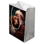 Vizsla met Sinterklaas Feestelijke Kerstmis Medium Cadeauzakje (Achterkant Gekanteld)