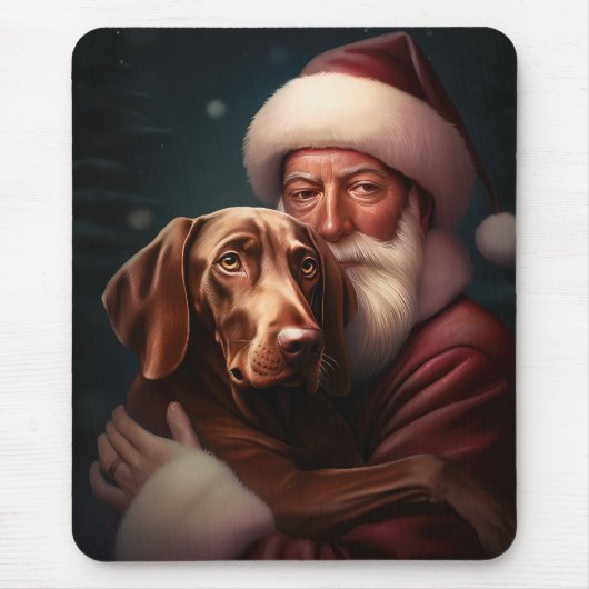 Vizsla met Sinterklaas Feestelijke Kerstmis Muismat (Voorkant)