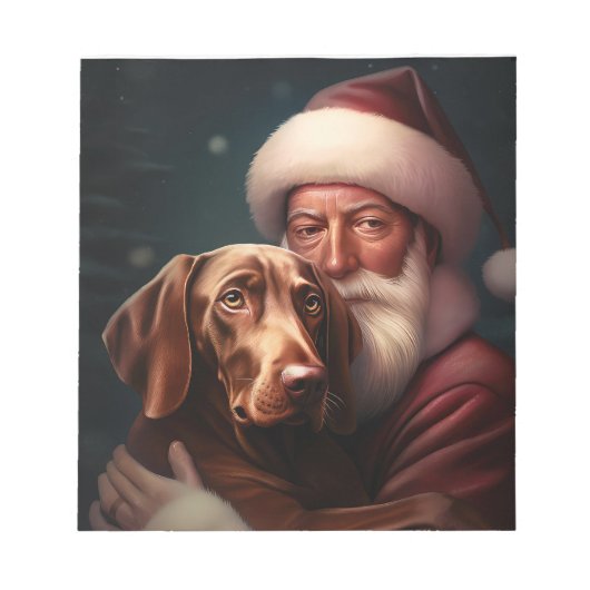 Vizsla met Sinterklaas Feestelijke Kerstmis Notitieblok (Voorkant)