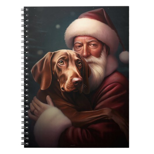 Vizsla met Sinterklaas Feestelijke Kerstmis Notitieboek (Voorkant)