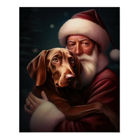 Vizsla met Sinterklaas Feestelijke Kerstmis Perfect Poster (Voorkant)