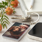 Vizsla met Sinterklaas Feestelijke Kerstmis Sleutelhanger (Voorkant Rechts)