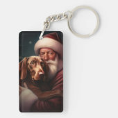 Vizsla met Sinterklaas Feestelijke Kerstmis Sleutelhanger (achterkant)