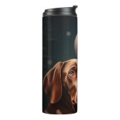 Vizsla met Sinterklaas Feestelijke Kerstmis Thermosbeker (Gedraaid links)