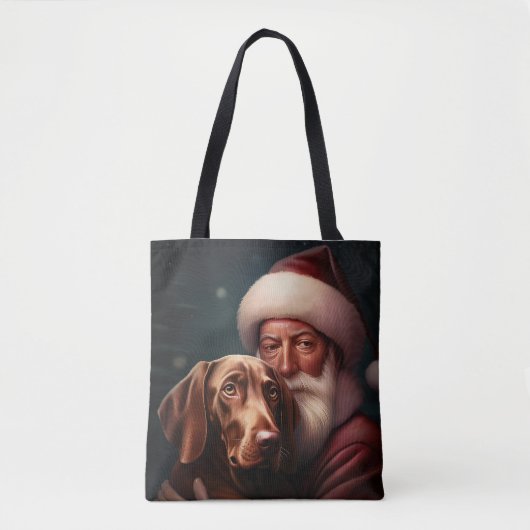 Vizsla met Sinterklaas Feestelijke Kerstmis Tote Bag (Voorkant)