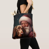 Vizsla met Sinterklaas Feestelijke Kerstmis Tote Bag (Dichtbij)