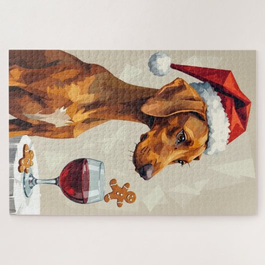 Vizsla Modern Christmas Treat Pointer Hat Legpuzzel (Horizontaal)