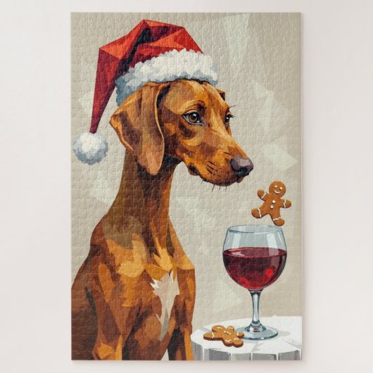 Vizsla Moderne Kerst Lekkernij Pointer Hoed Legpuzzel (Verticaal)